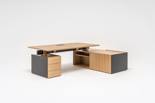 Viga executive desk with storage and pedestal