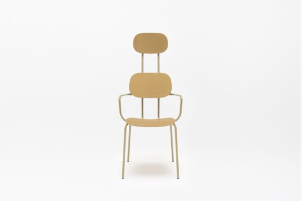 New School Stuhl aus Sperrholz mit Kopfstütze und 4-Bein-Gestell 