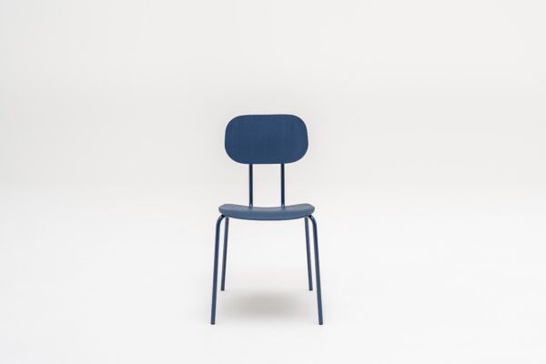 New School Stuhl aus Sperrholz mit 4-Bein-Gestell 