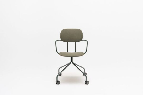 New School upholstered chair fixed base with castors