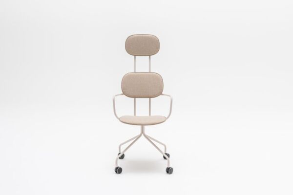 New School upholstered chair with headrest fixed base with castors