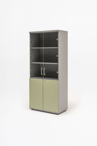 Small media cabinet store with glass doors