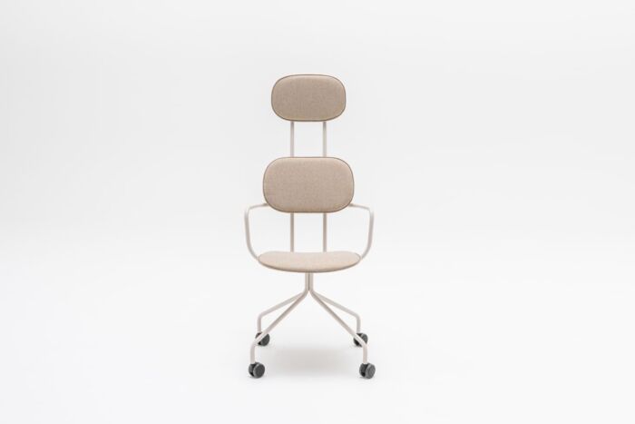 New School - upholstered chair with headrest fixed base with castors