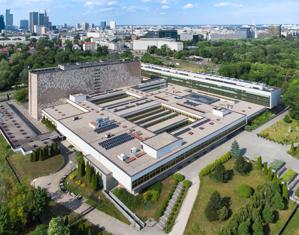 The birds-eye view of the National Library of Poland building