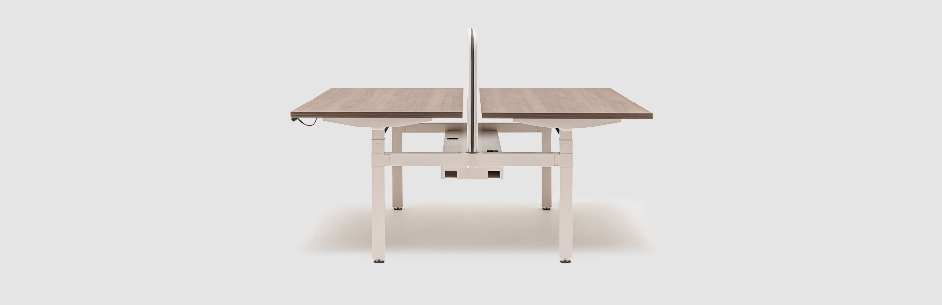 bench desk electric height adjustment, single-motor frame Ogi Drive Bench with common cable tray