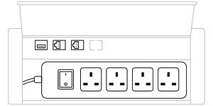 Mediabox M04 UK (4x230V, 2xRJ45, 1xUSB) x 1