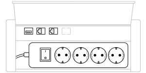 Mediabox M14 Schuko (4x230V, 2xRJ45, 1xUSB) x 1