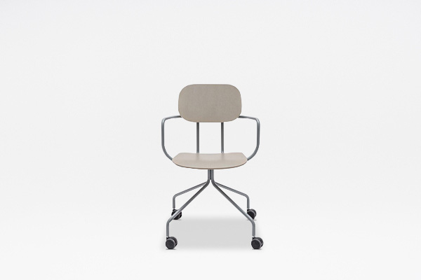 New School sedia in legno multistrato, base fissa con ruote