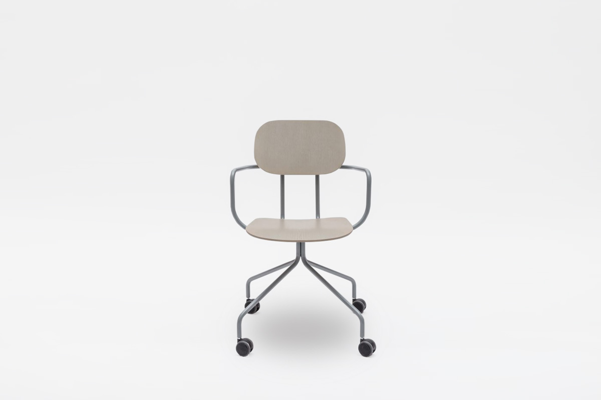 New School sedia in legno multistrato, base fissa con ruote