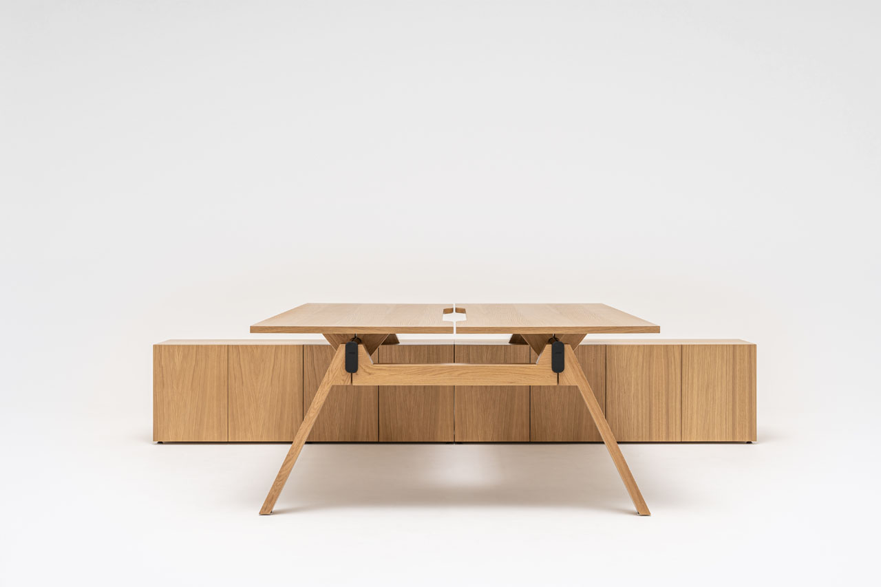 Viga scrivania bench con mobile di servizio