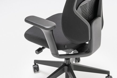 Task chair with upholstered beige seat