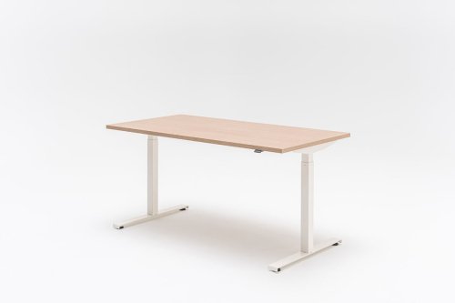 Adjustable workstation with white legs