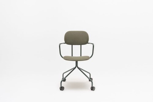 New School upholstered chair fixed base with castors