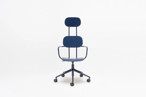 New School sedia con poggiatesta in legno multistrato con altezza regolabile