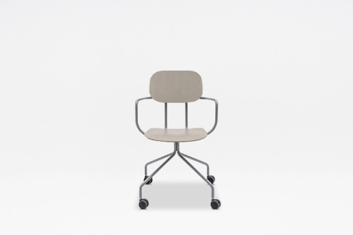 New School sedia in legno multistrato, base fissa con ruote